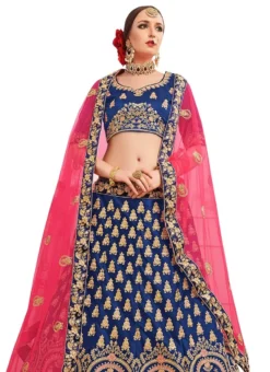 Blue Embroidered A Line Lehenga Wedding Wear -Mahra Clothing Shop blue embroidered a line lehenga ghsssitnatasha1c b
