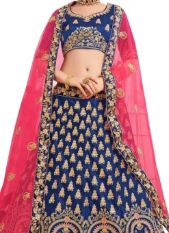 Blue Embroidered A Line Lehenga Wedding Wear