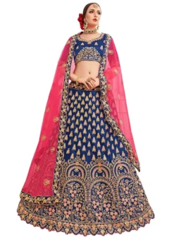 Blue Embroidered A Line Lehenga Wedding Wear -Mahra Clothing Shop blue embroidered a line lehenga ghsssitnatasha1c u