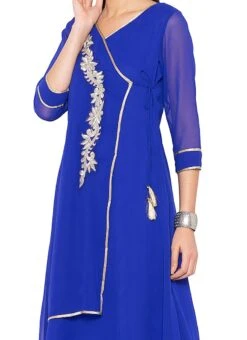 Blue Embroidered Kurta Palazzo Set After Six Wear