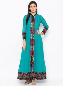Blue Georgette Embroidered Kurta Churidar Set After Six Wear -Mahra Clothing Shop blue georgette embroidered kurta churidar set krsmnc2051ks u