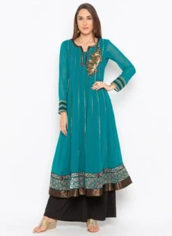 Blue Georgette Embroidered Kurta Palazzo Set Party Wear -Mahra Clothing Shop blue georgette embroidered kurta palazzo set krsmnc2094 u