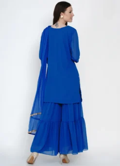 Blue Georgette Kurta Sharara Set Party Wear -Mahra Clothing Shop blue georgette kurta sharara set slsdrnr479 b