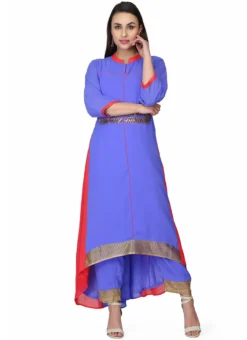 Blue Georgette Kurta Straight Pant Suit Party Wear -Mahra Clothing Shop blue georgette kurta straight pant suit krskifh99660001153 u