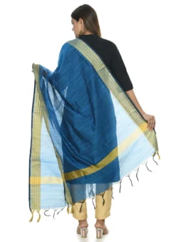 Blue Handloom Cotton Dupatta Festive Wear -Mahra Clothing Shop blue handloom cotton dupatta dpdmfmfd050 b