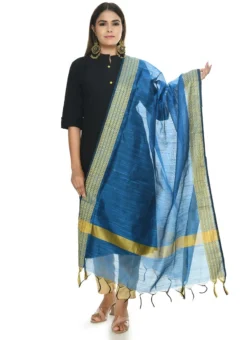 Blue Handloom Cotton Dupatta Festive Wear -Mahra Clothing Shop blue handloom cotton dupatta dpdmfmfd050 u