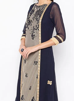 Blue Net Kurta Palazzo Set Party Wear