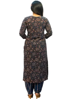 Blue Printed Cotton Kurta Set Festive Wear -Mahra Clothing Shop blue printed cotton kurta set krsoas1229 b