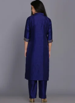 Blue Raw Silk Kurta Straight Pant Party Wear -Mahra Clothing Shop blue raw silk kurta straight pant krskifh9900105 b