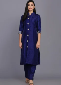 Blue Raw Silk Kurta Straight Pant Party Wear -Mahra Clothing Shop blue raw silk kurta straight pant krskifh9900105 u