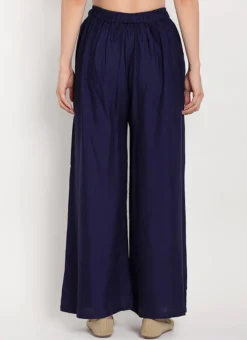 Blue Rayon Palazzo Pant Work Wear -Mahra Clothing Shop blue rayon palazzo suit wbdmf642nb b