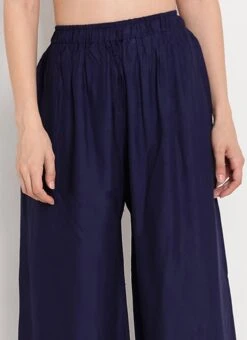 Blue Rayon Palazzo Pant Work Wear