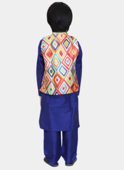 Blue Silk Bandi Set Party Wear -Mahra Clothing Shop blue silk bandi set kdbfnfcb071 b