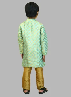 Blue Silk Brocade Kurta Pyjama Party Wear -Mahra Clothing Shop blue silk brocade kurta pyjama kdbfnfcb064 b