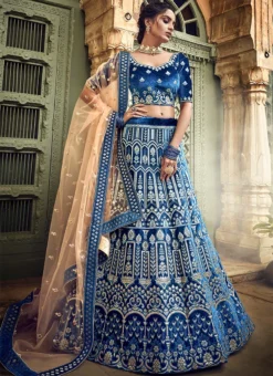 Blue Velvet A Line Lehenga Party Wear -Mahra Clothing Shop blue velvet a line lehenga ghmkns3401 u