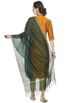 Bottle Green Art Silk Banarasi Dupatta After Six Wear -Mahra Clothing Shop bottle green art silk banarasi dupatta dpsdmfd204 b