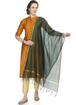 Bottle Green Art Silk Banarasi Dupatta After Six Wear -Mahra Clothing Shop bottle green art silk banarasi dupatta dpsdmfd204 u