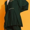 Bottle Green Polyester Hand Work Kaftan Set Party Wear