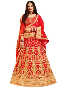 Bright Red Embroidered A Line Lehenga Wedding Wear -Mahra Clothing Shop bright red embroidered a line lehenga ghsssitdlq623505 u