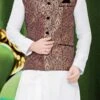 Brown Art Silk Brocade Nehru Jacket