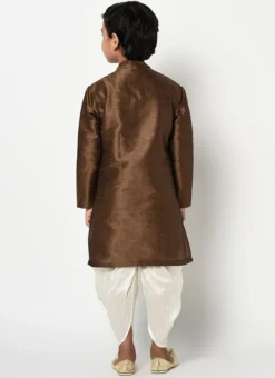 Brown Dupion Silk Embroidered Kurta Pyjama Party Wear -Mahra Clothing Shop brown dupion silk embroidered kurta pyjama kdbdmf7509ebr b