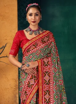 Cotton Art Silk Green Color Printed Saree Festive Wear -Mahra Clothing Shop cotton art silk green color printed saree sasprt8294 b