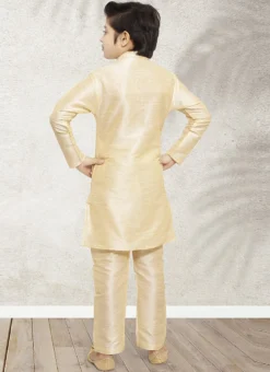 Cream Art Banarasi Silk Soild Plain Kurta Pyjama Party Wear -Mahra Clothing Shop cream art banarasi silk soild plain kurta pyjama kdbmsc225 b