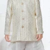 Cream Banarasi Silk Sequins Work Indowestern Sherwani Party Wear