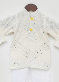 Cream Georgette Mirror Embroidery Work Kurta Pyjama Party Wear -Mahra Clothing Shop cream georgette mirror embroidery work kurta pyjama kdbdfk2471 b