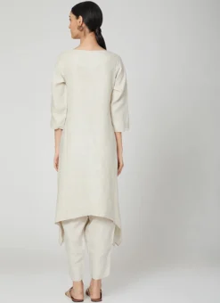 Cream Linen Kurta Straight Pant Set Work Wear 7 Cream Linen Kurta Straight Pant Set Work Wear -Mahra Clothing Shop cream linen kurta straight pant set krsdvcsvts15 b