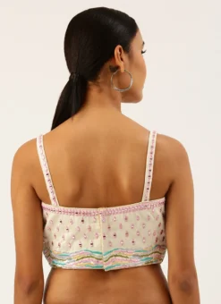 Cream Silk Embroidery Work Blouse Party Wear -Mahra Clothing Shop cream silk embroidery work blouse blspfb170cr b