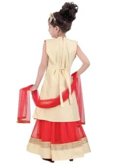 Cream Teens Angarkha Style Long Choli Lehenga -Mahra Clothing Shop cream teens angarkha style long choli lehenga kdmgrg101t b