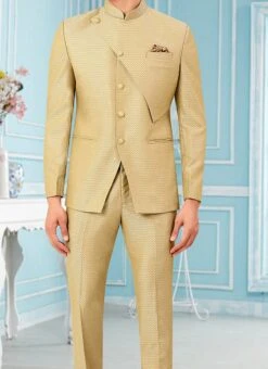 Cream Terry Rayon Bandhgala Suit