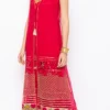 Crimson Red Net Embroidered Kurta Sharara Set After Six Wear