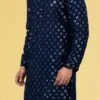 Dark Blue Georgette Tikki Work Kurta Pyjama Party Wear