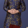 Dark Blue Heavy Silk Boys Indowestern Sherwani Party Wear