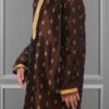 Dark Brown Dhupion Silk Foil Printed Boys Kurta Pyjama Party Wear