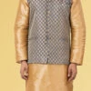 Dark Grey Jacquard Silk Nehru Jacket
