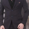 Dark Grey Terry Rayon Lapel Suit