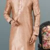 Dark Peach Banarasi Silk Embroidered Work Kurta Pyjama Party Wear
