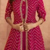 Dark Pink Chinon Sequins Embroidered Umbrella Lehenga Party Wear