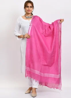Dark Pink Linen Cotton Dupatta Work Wear -Mahra Clothing Shop dark pink linen cotton dupatta dpdmimfd165 u