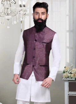 Deep Purple Jacquard Nehru Jacket -Mahra Clothing Shop deep purple jacquard nehru jacket jkmdc228 b