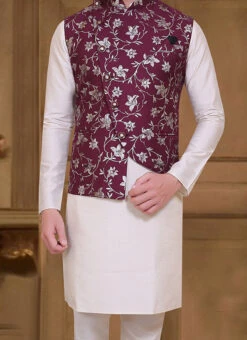 Deep Wine Velvet Nehru Jacket