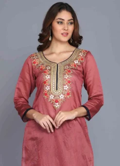 Dusty Pink Chanderi Silk Machine Embroidery Kurta Sharara Set Party Wear -Mahra Clothing Shop dusty pink chanderi silk machine embroidery kurta sharara set krskifh99660001315b b