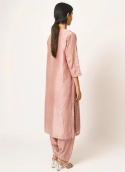 Dusty Pink Pure Chanderi Silk Embroidered Kurta Salwar Set Party Wear -Mahra Clothing Shop dusty pink pure chanderi silk embroidered kurta salwar set krsdvcsvks48 b