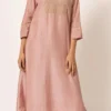 Dusty Pink Pure Chanderi Silk Embroidered Kurta Salwar Set Party Wear