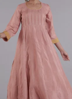 Dusty Pink Pure Silk Embroidered Kurta Straight Pant Set Party Wear