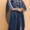 Electric Blue Bees Handpainted Kaftan Set Party Wear