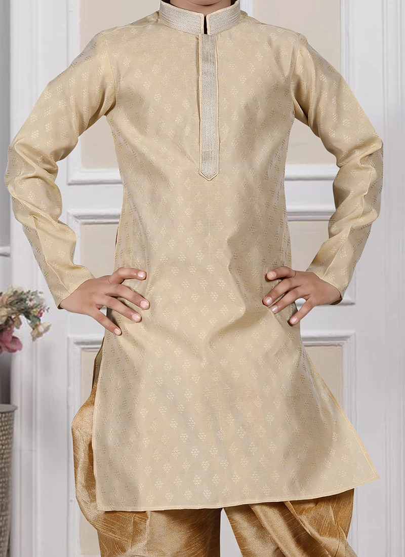 Fawn Brown Art Silk Brocade Kurta Pyjama Party Wear 1 Fawn Brown Art Silk Brocade Kurta Pyjama Party Wear